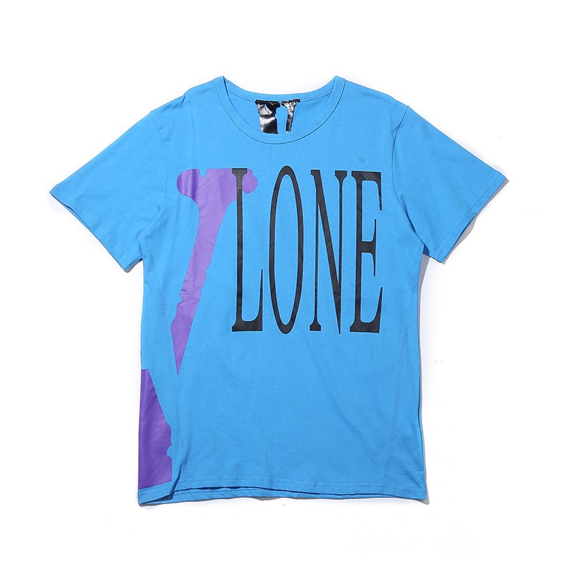 VLONE Text Printed Tshirt in Black and Blue